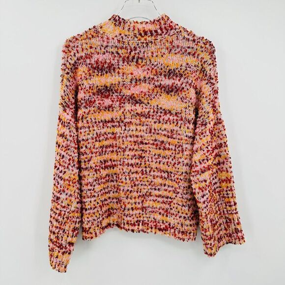 Marc New York Size Medium Pink & Yellow Boxy Wide Sleeve Mock Neck Knit Sweater - Picture 8 of 8